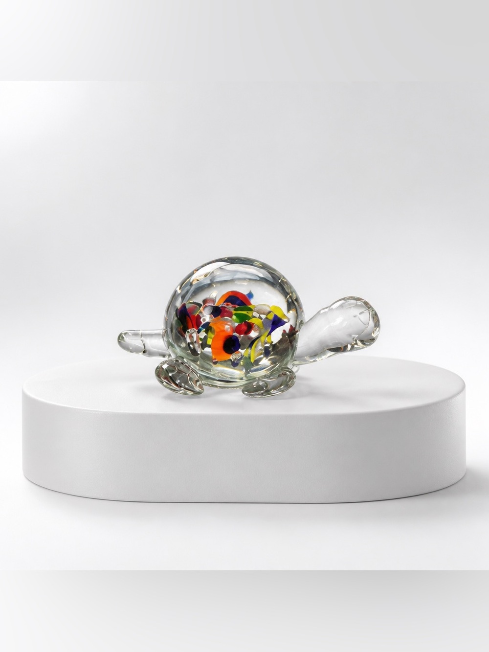 Whimsical Murano-STYLE art glass handblown turtle paperweight
